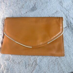 Lazarus Italian Leather Clutch Purse Foldover Envelope Design Peach Quality